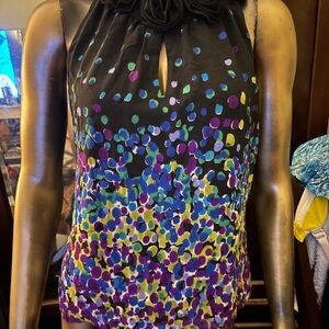 New Jackie Jon Colorful Sleeveless Top with Floral Neckline